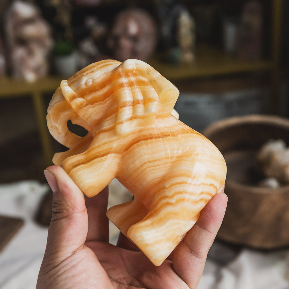 Orange Calcite Elephant