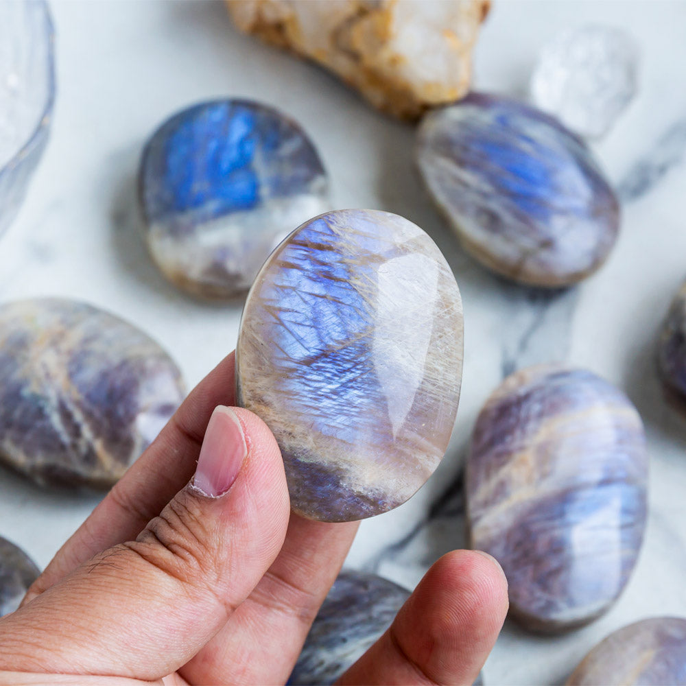 Rainbow Moonstone Palm Stone