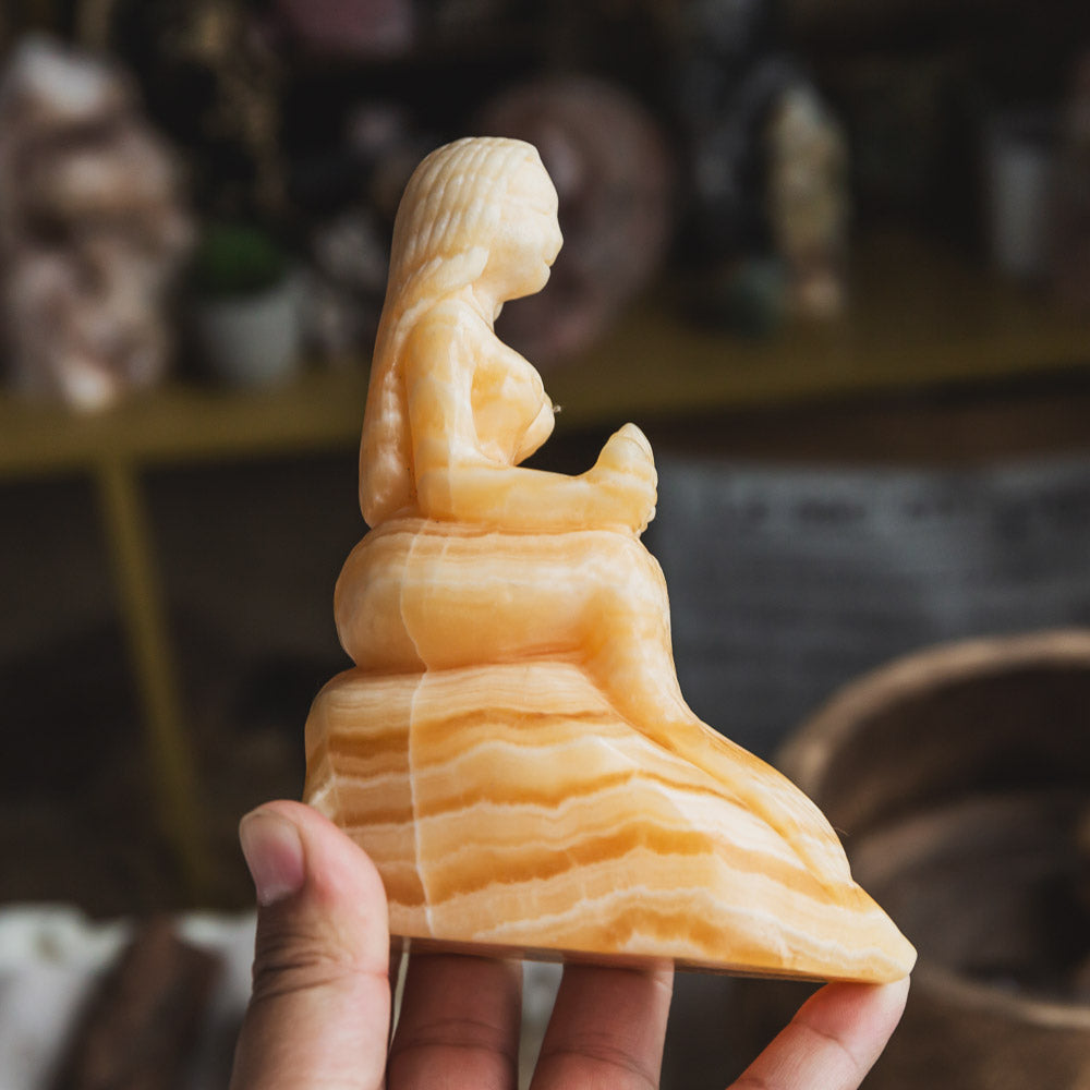 Orange Calcite Mermaid