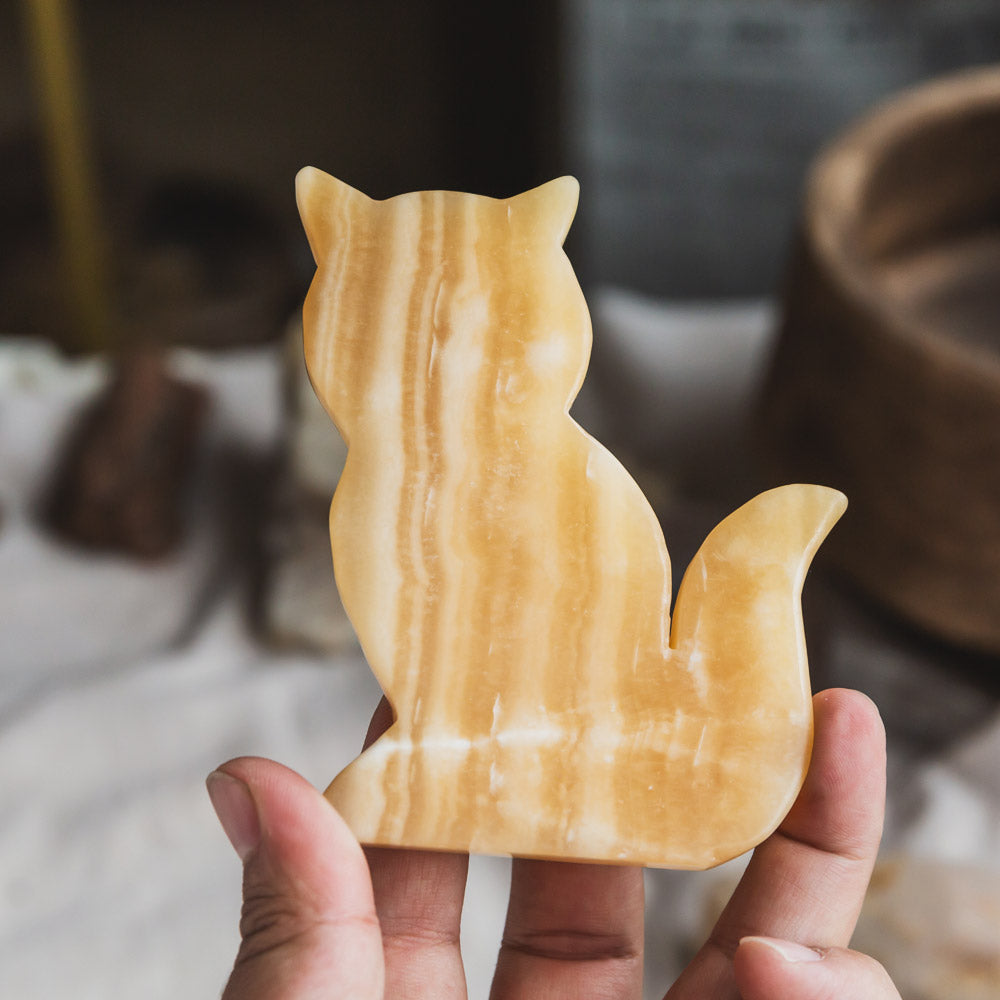 Orange Calcite Cat Slice