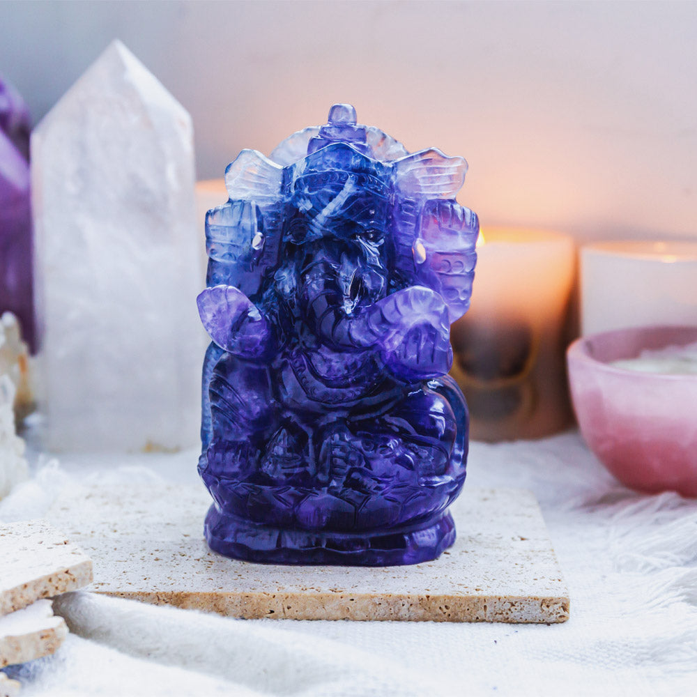 Indigo Fluorite Ganesha