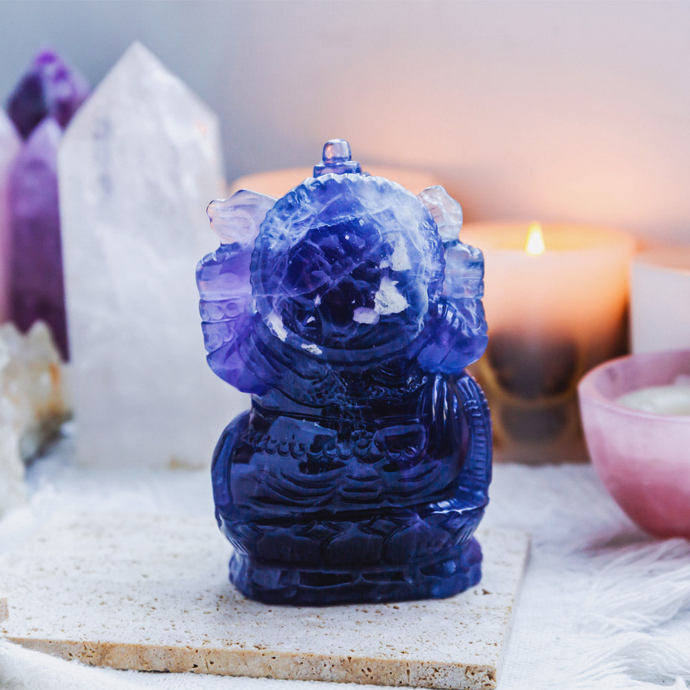 Indigo Fluorite Ganesha