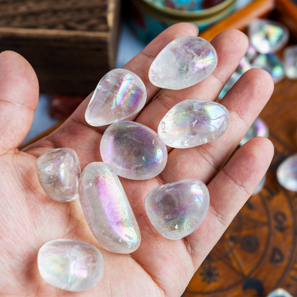 Aura Clear Quartz Tumbled Stone