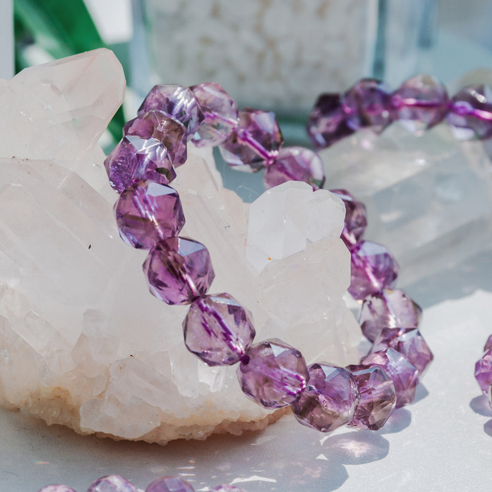 Natural Amethyst Diamond Face Bracelet