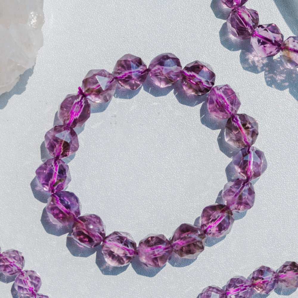 Natural Amethyst Diamond Face Bracelet