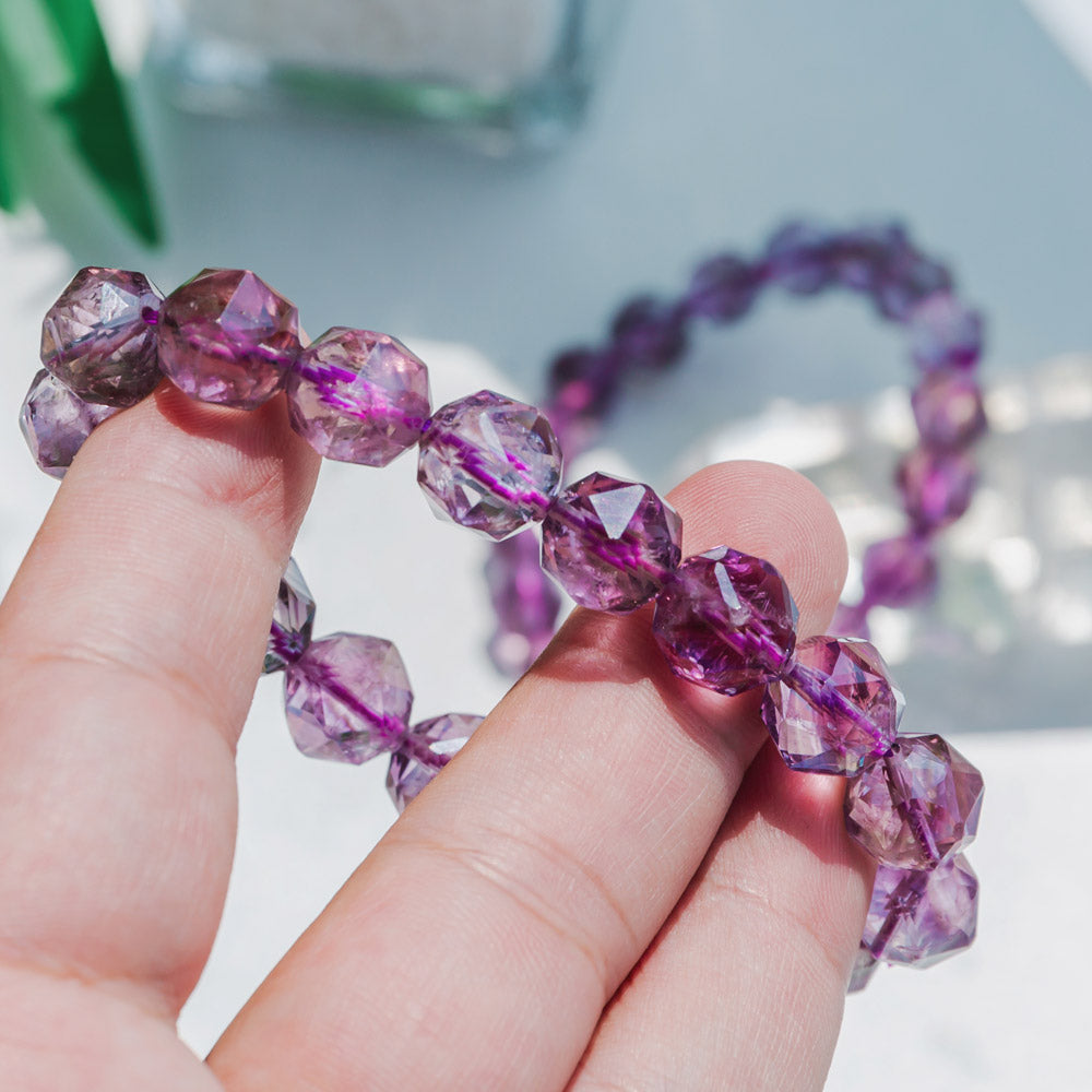 Natural Amethyst Diamond Face Bracelet