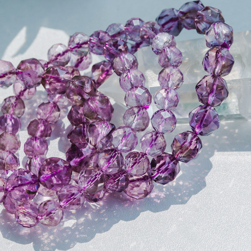 Natural Amethyst Diamond Face Bracelet