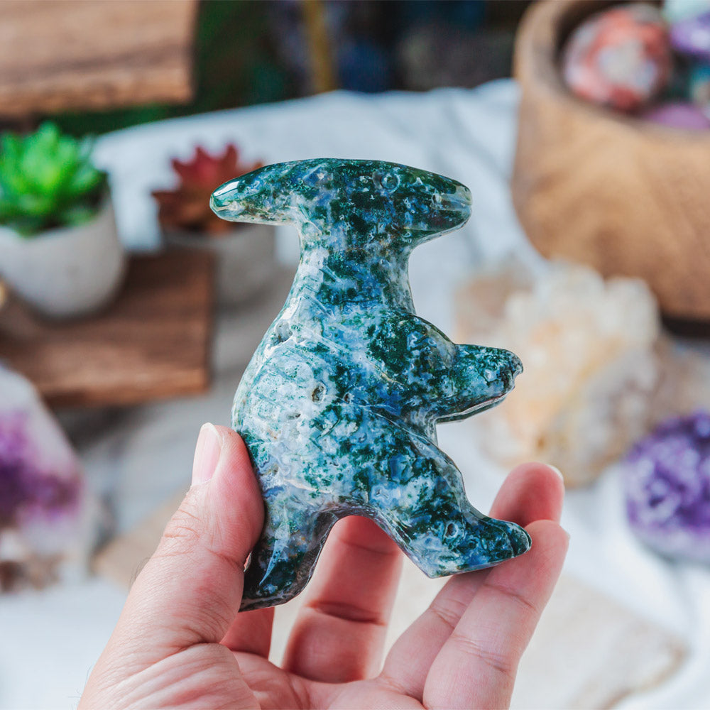 Moss Agate Parasaurolophus