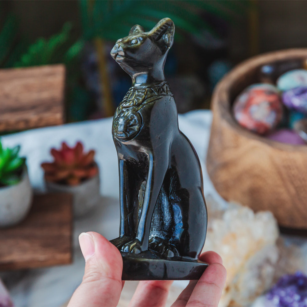 Golden Sheen Obsidian Egypt Cat