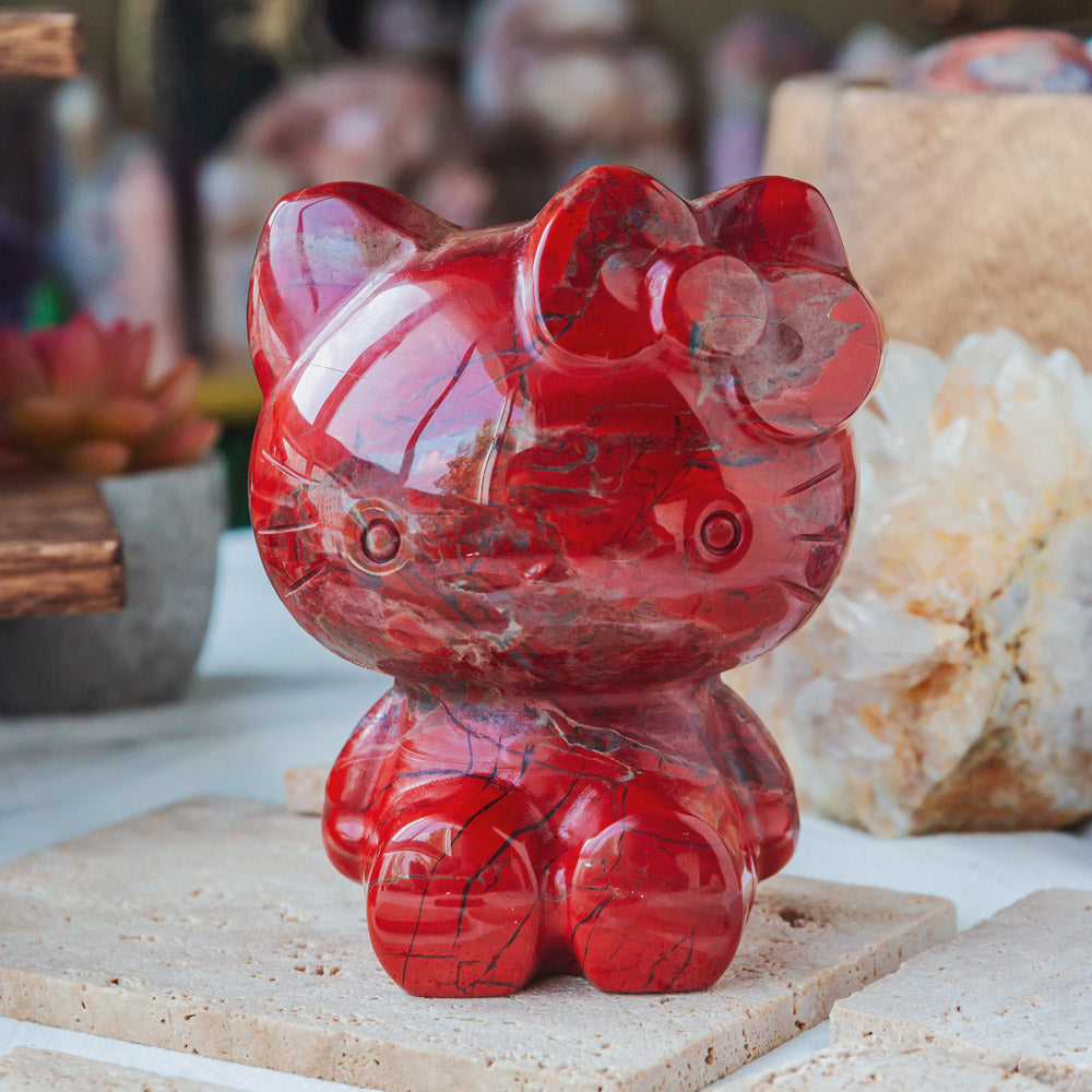 5" Red Jasper Hello Kitty