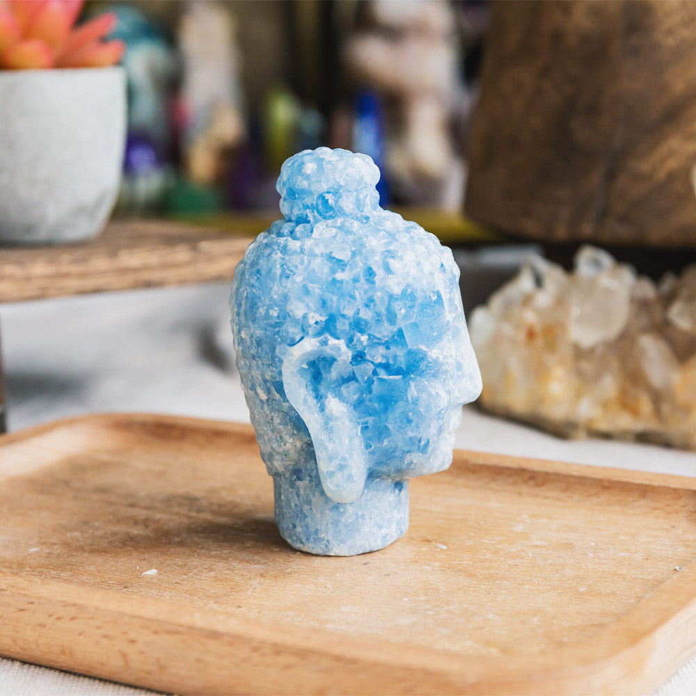 Blue Aragonite Buddha Head