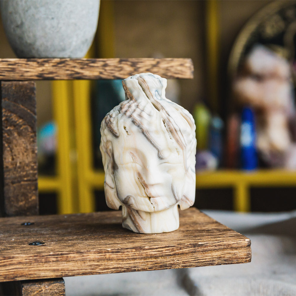 3" Zebra Calcite Buddha Head