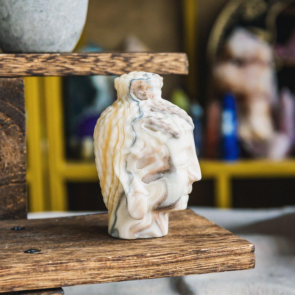 3" Zebra Calcite Buddha Head