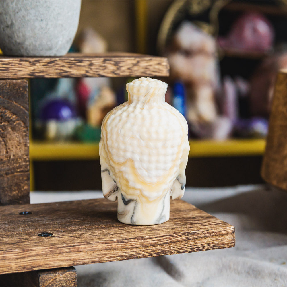 3" Zebra Calcite Buddha Head