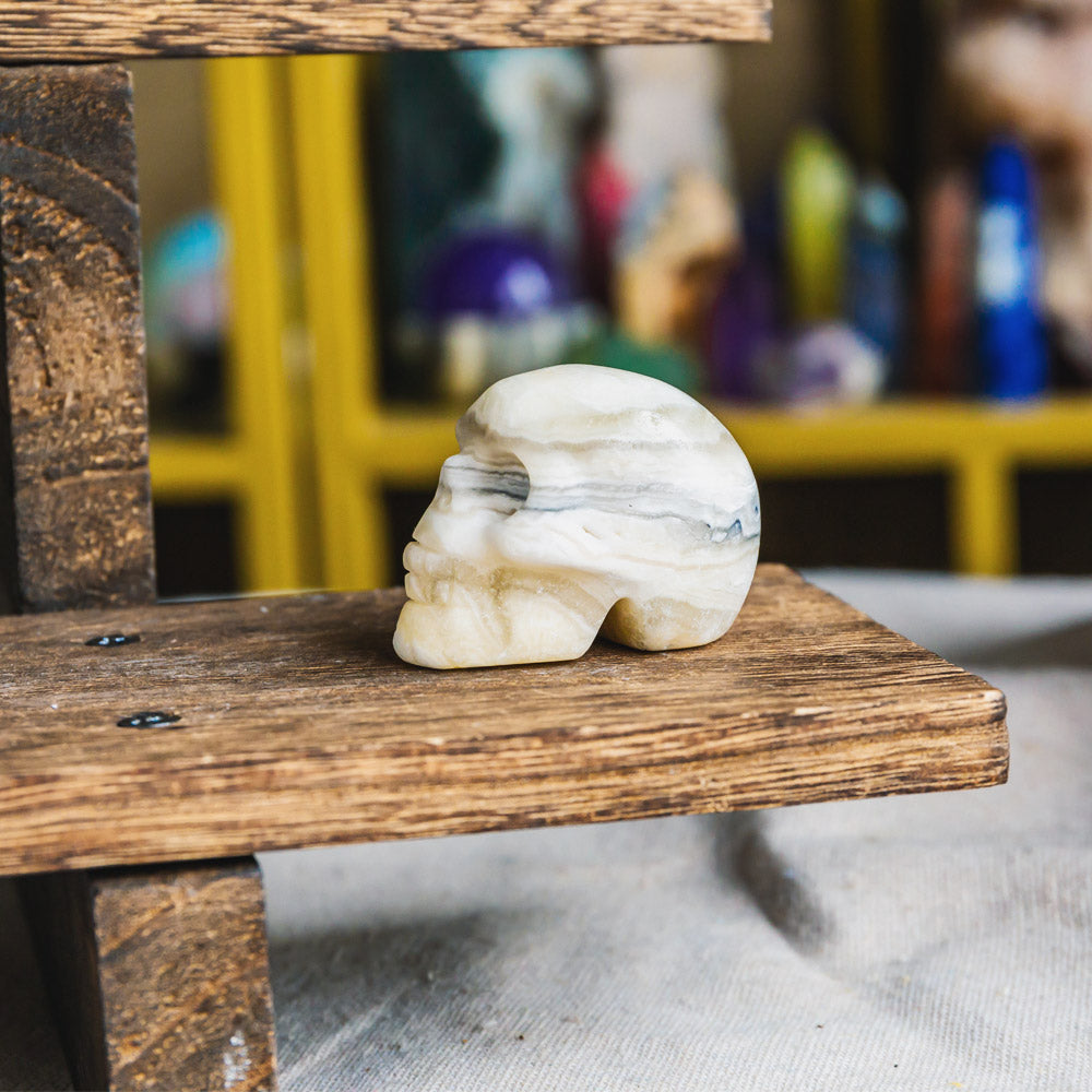 1.5" Zebra Calcite Skull