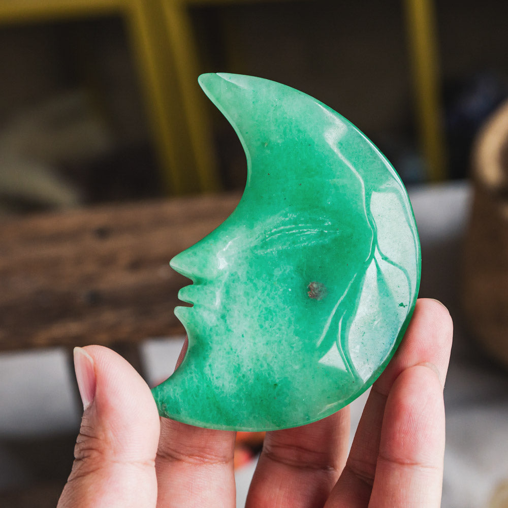 Green Aventurine Moon Face