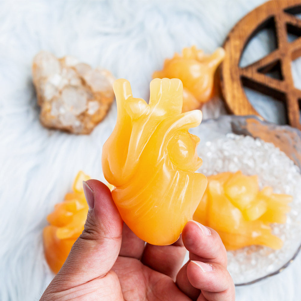 Orange Calcite human heart