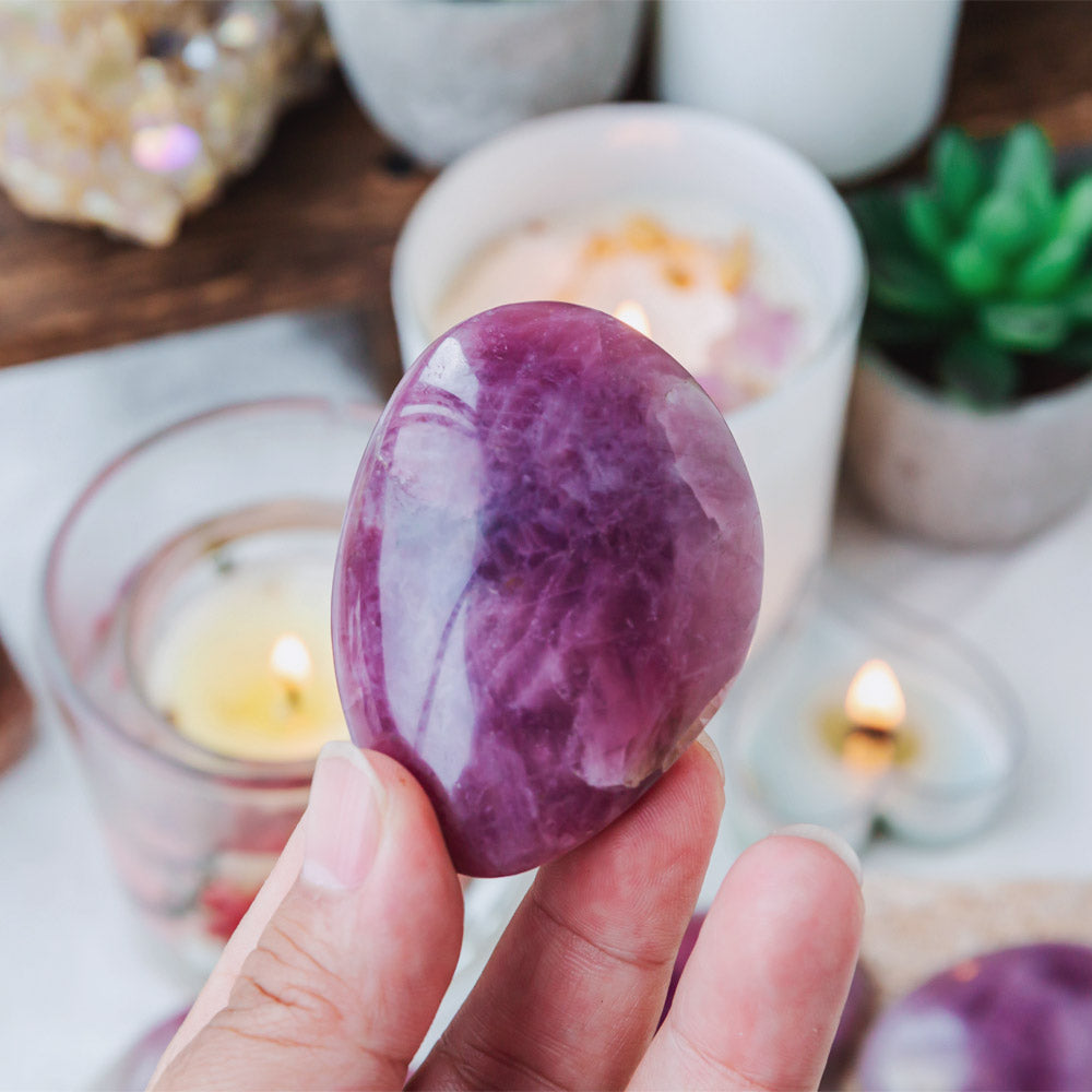 Lavender Rose Quartz Palm Stone