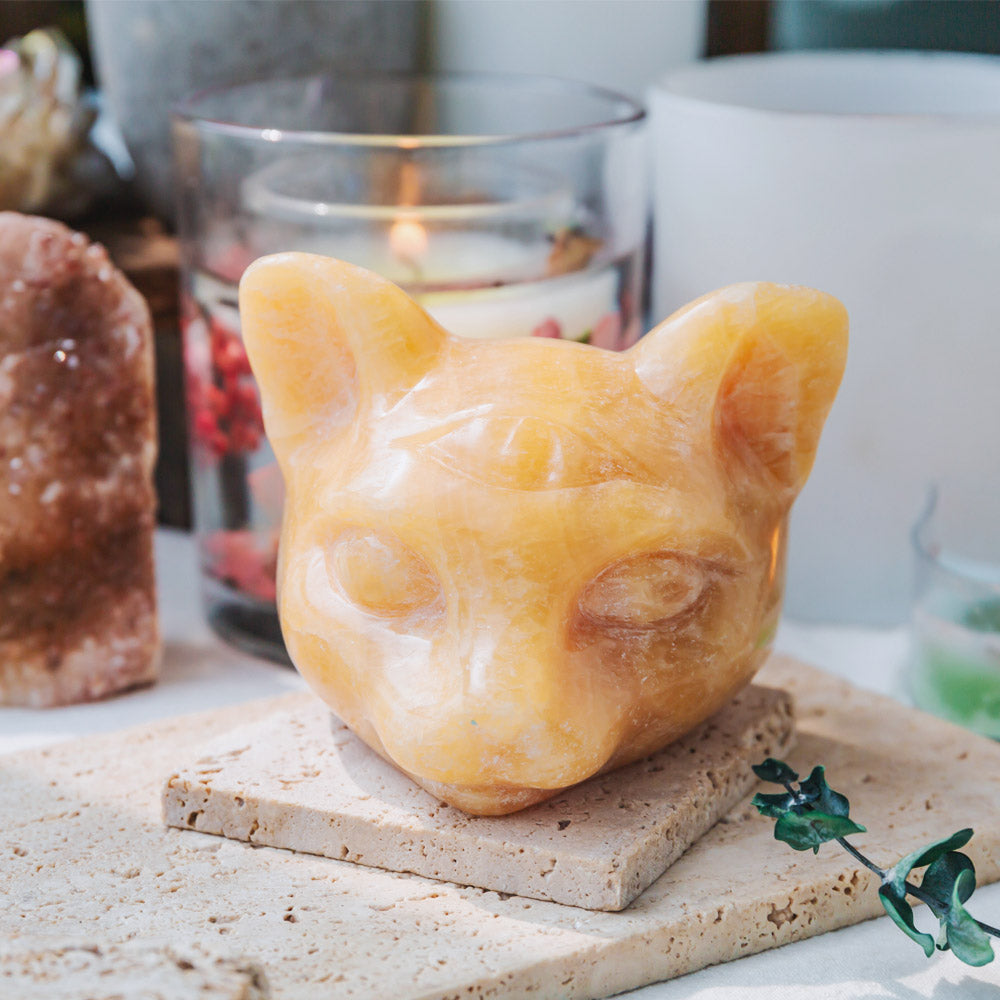 Orange Calcite Cat Head