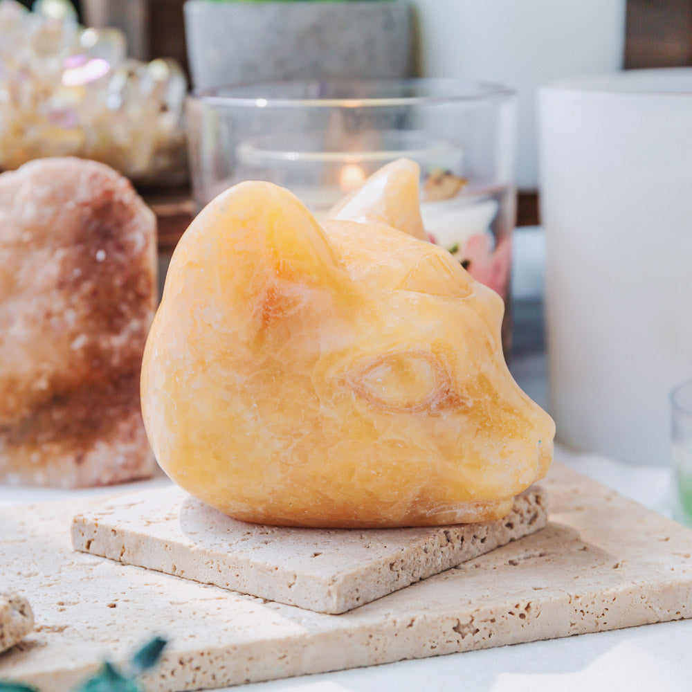 Orange Calcite Cat Head