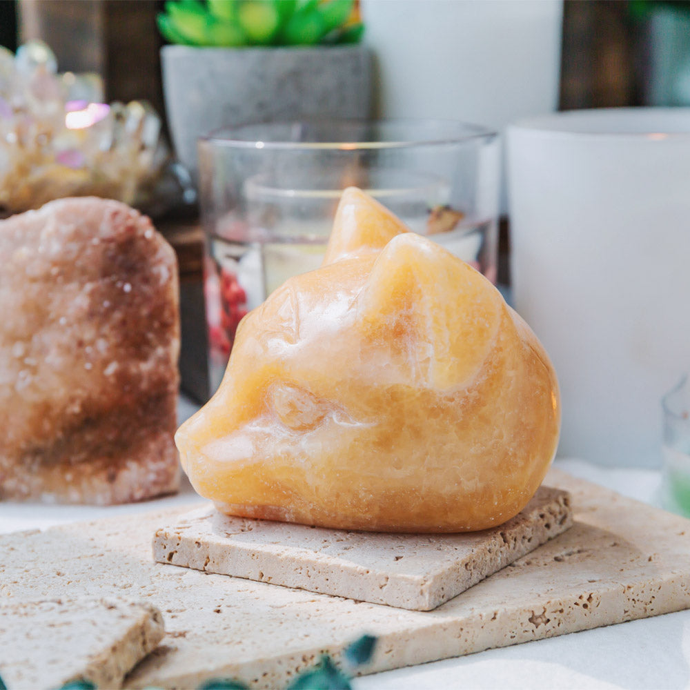 Orange Calcite Cat Head