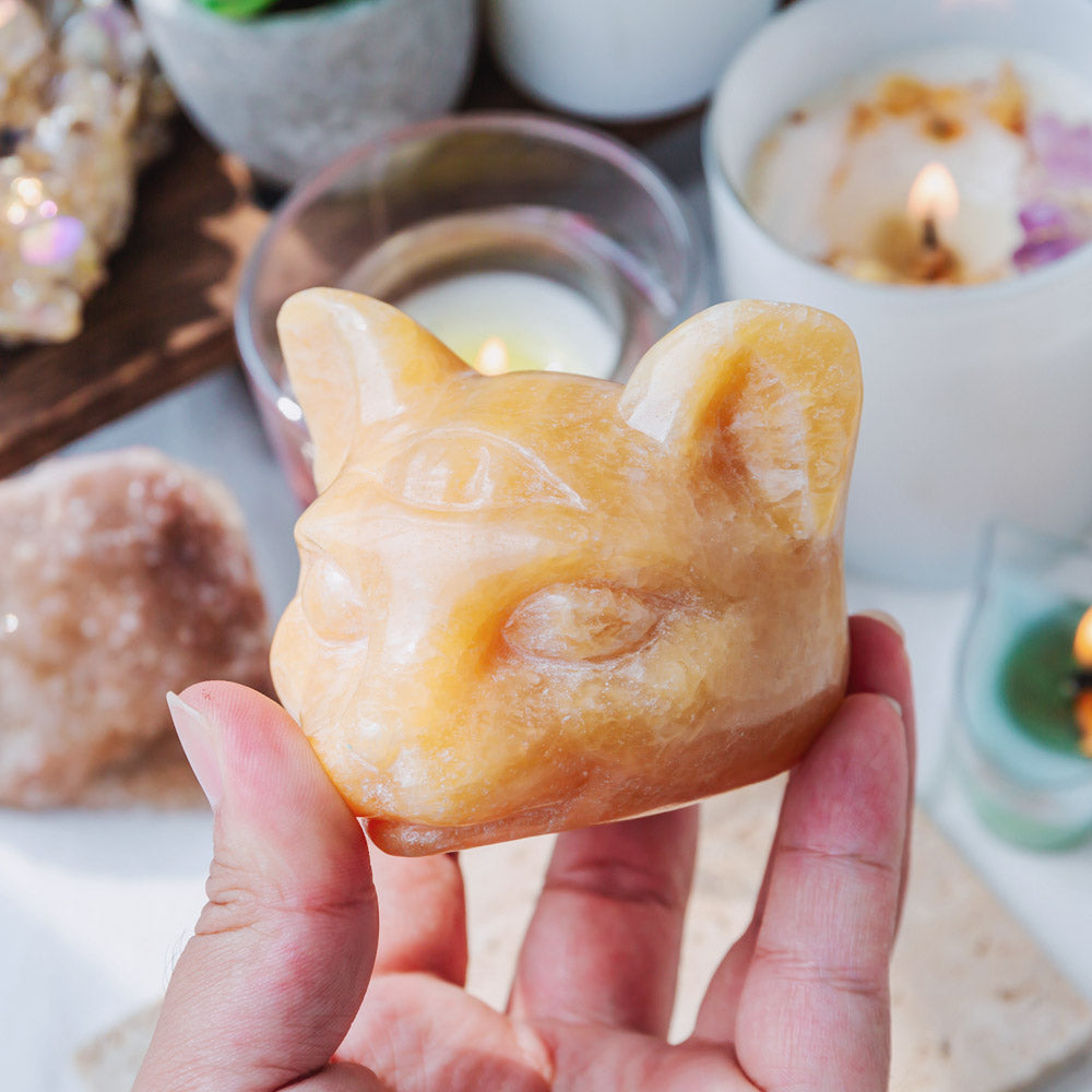 Orange Calcite Cat Head