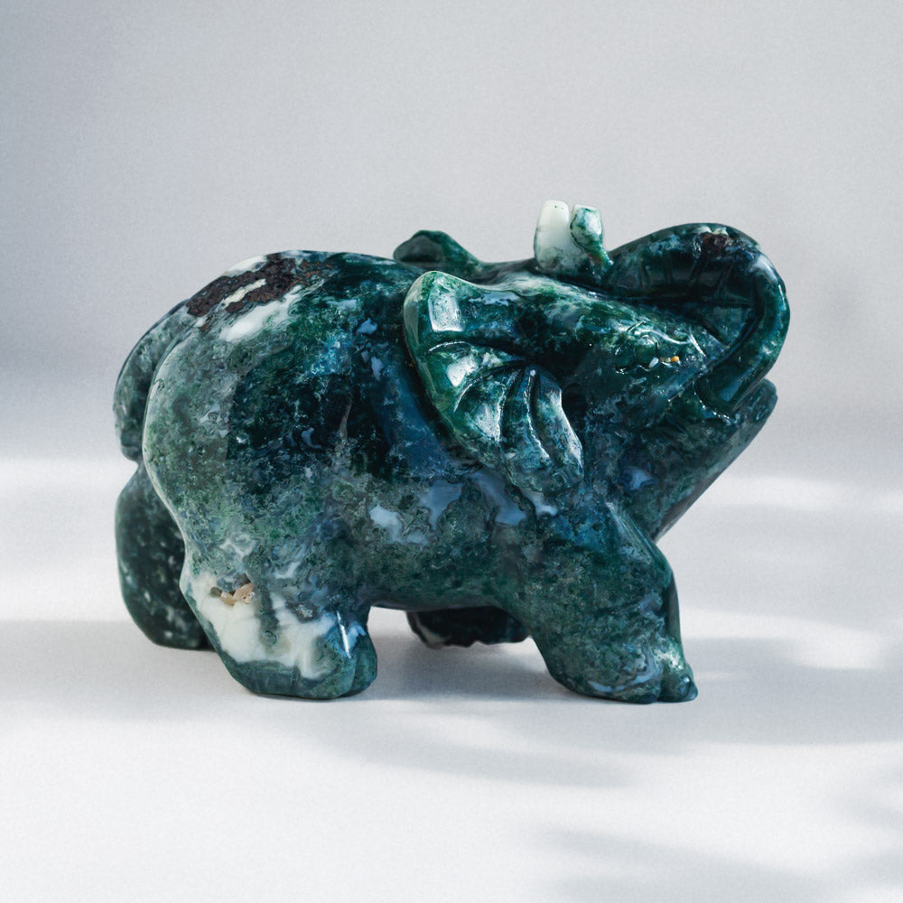 Moss agate elephant