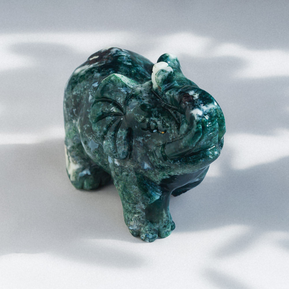 Moss agate elephant