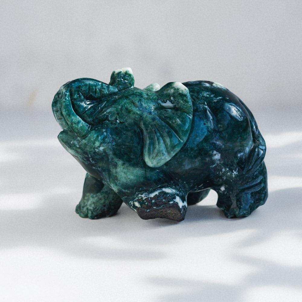 Moss agate elephant