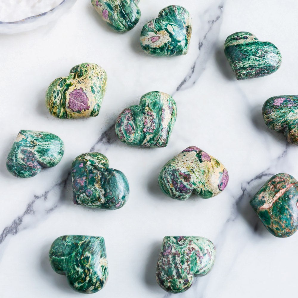 Ruby in Fuchsite hearts