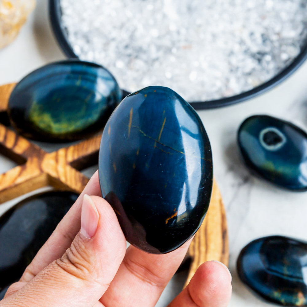 Blue Tigers Eye Palm Stone