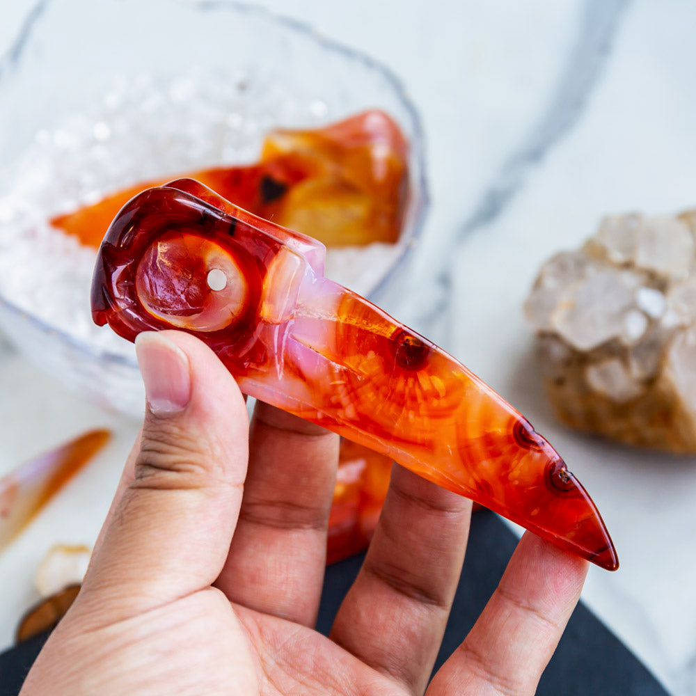 Carnelian Raven Skull