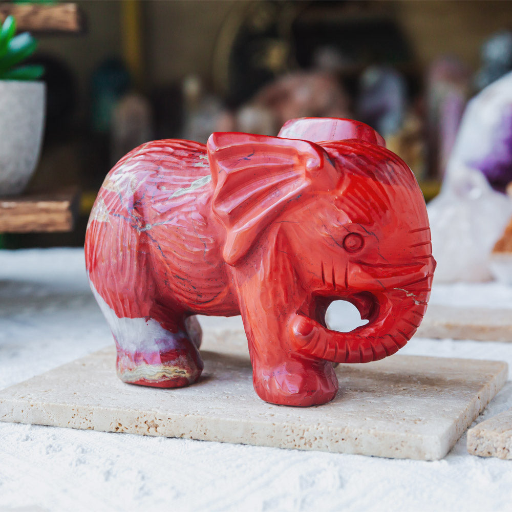 5" Red Jasper Elephant