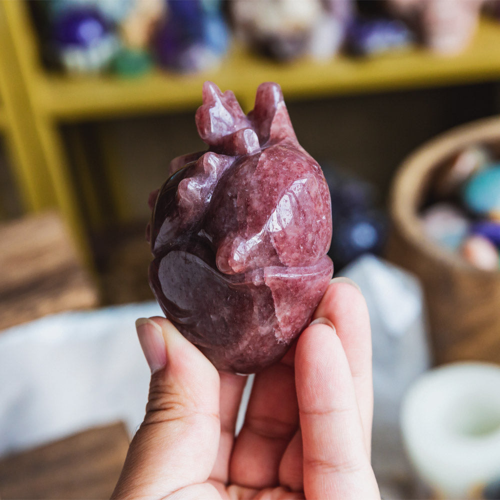 Red Strawberry Quartz Human Heart