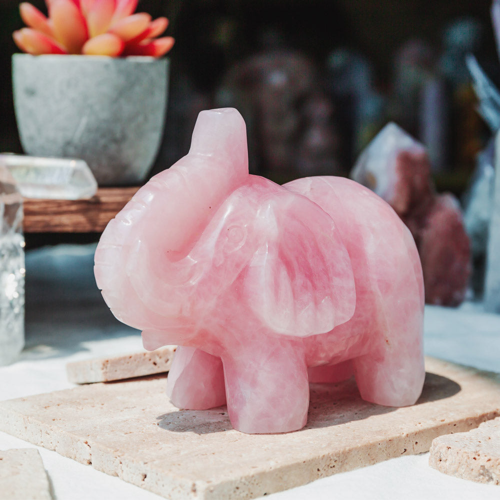 4" Rose Quartz Elephant