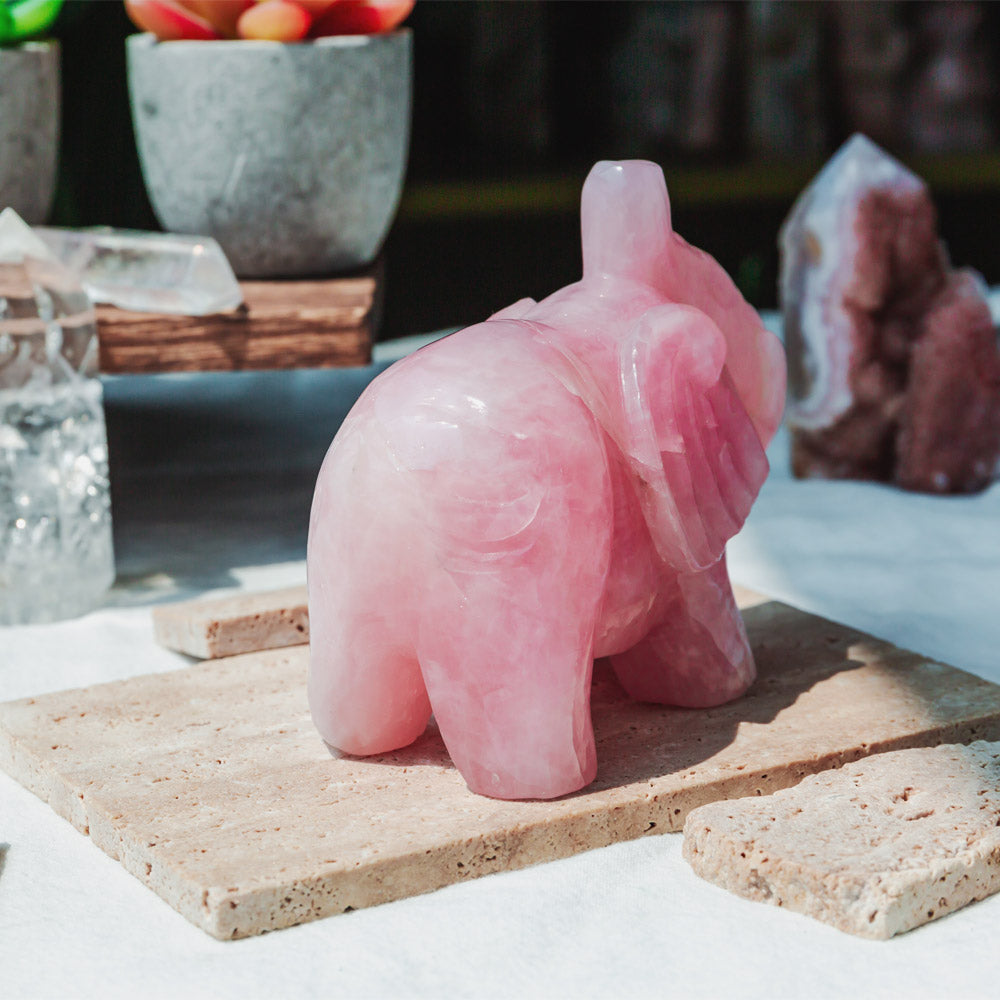 4" Rose Quartz Elephant