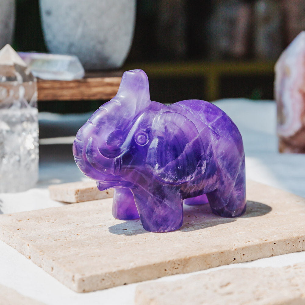 3" Purple Fluorite Elephant