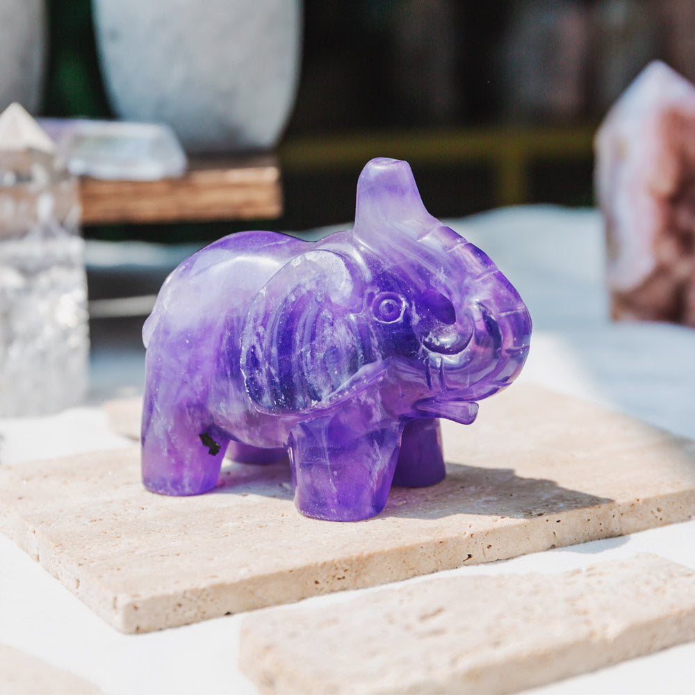 3" Purple Fluorite Elephant