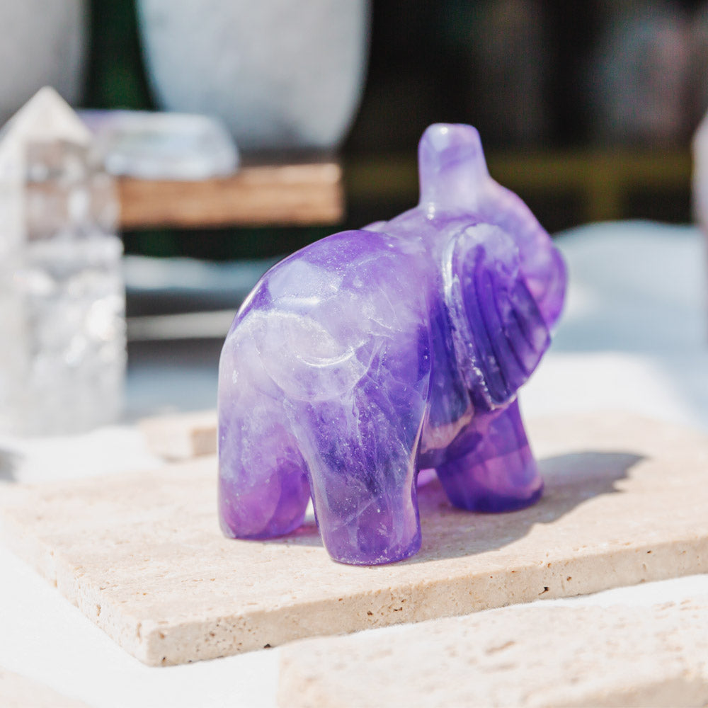 3" Purple Fluorite Elephant