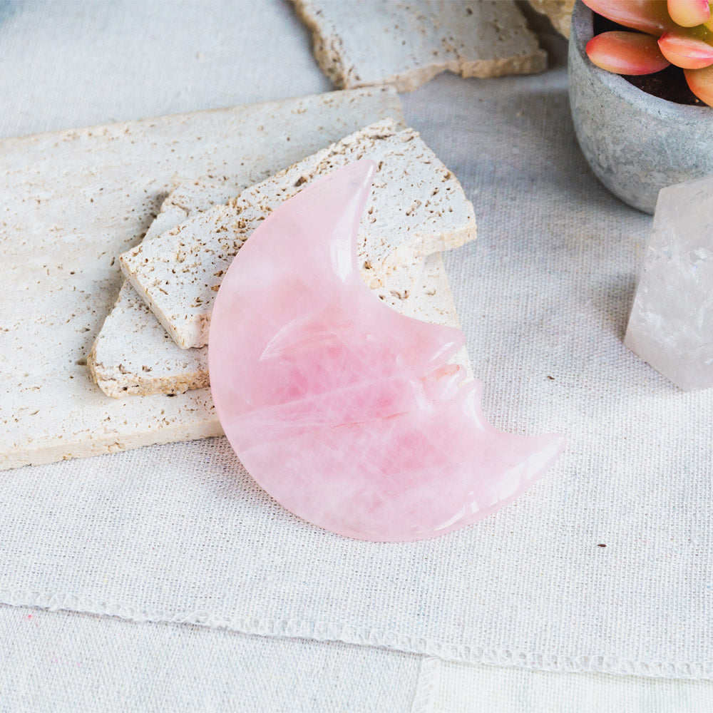 Rose Quartz Moon Face