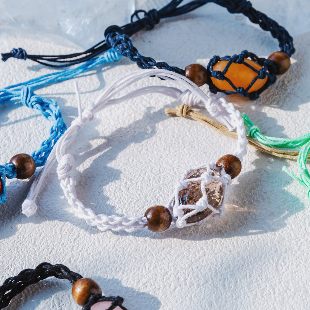 【Cord Bracelet】Natural Crystal Cage Bracelet