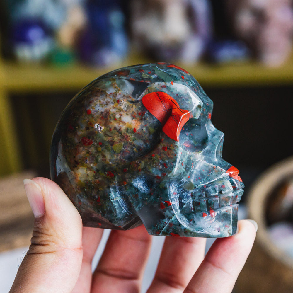 2.5" Africa Blood Stone Skull