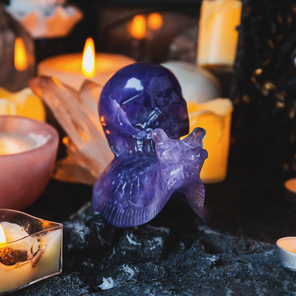 Fluorite Skull With Snail