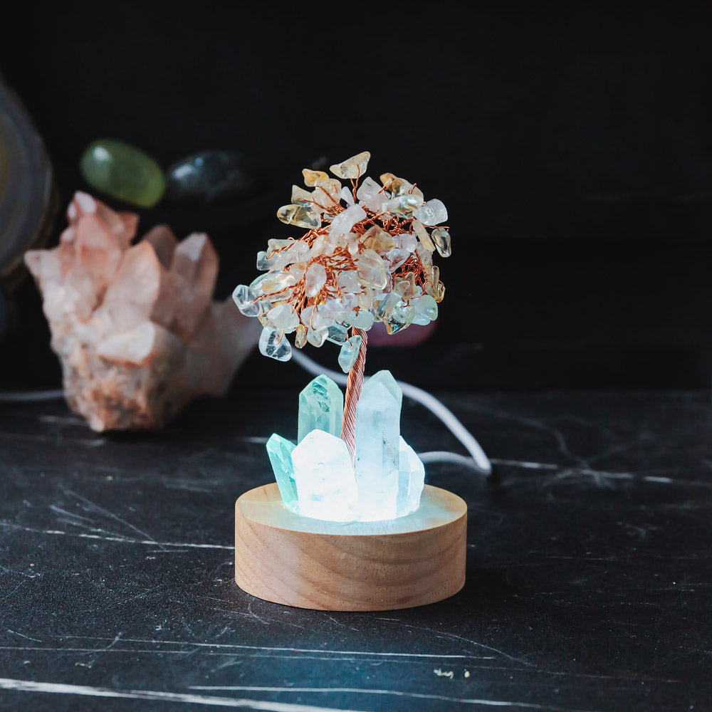 Chips Tree With Clear Quartz Lamp Collection