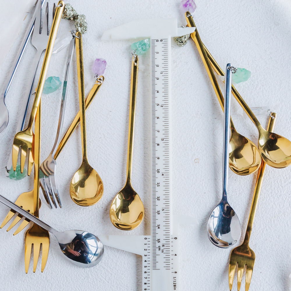 Creative Natural Crystal Hanging Coffee Fork And Spoon Set