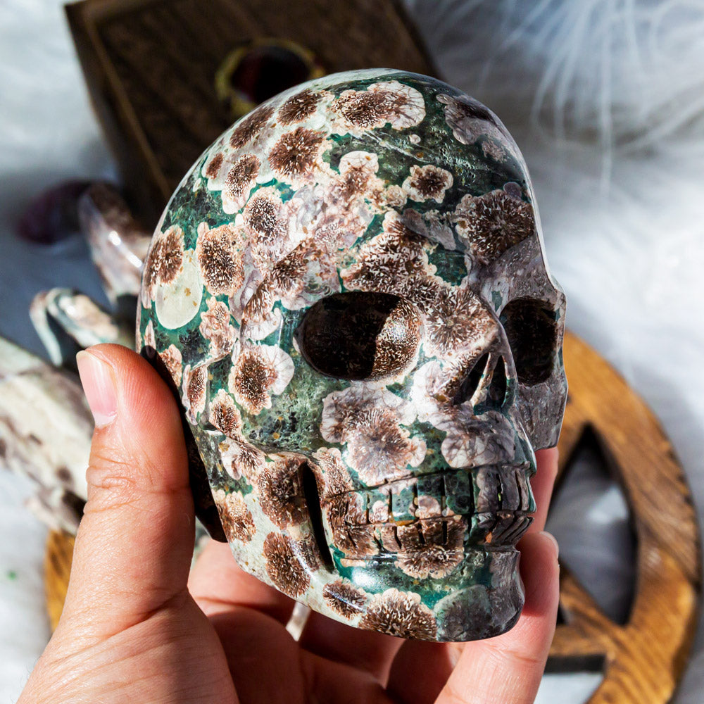 Russia Flower Agate Skull