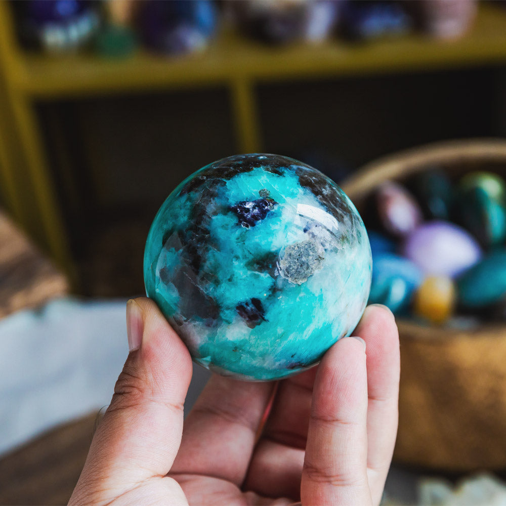 Amazonite With Smoky Quartz Sphere