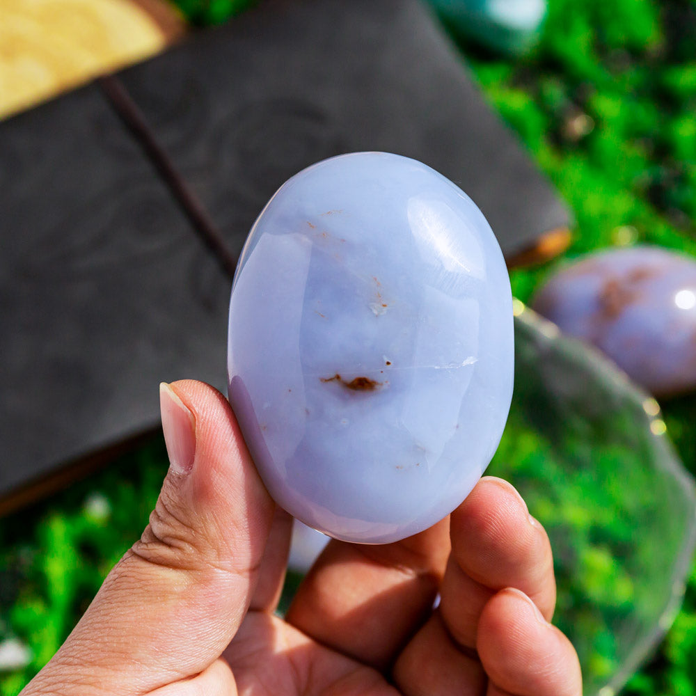 Blue Chalcedony Palm Stone