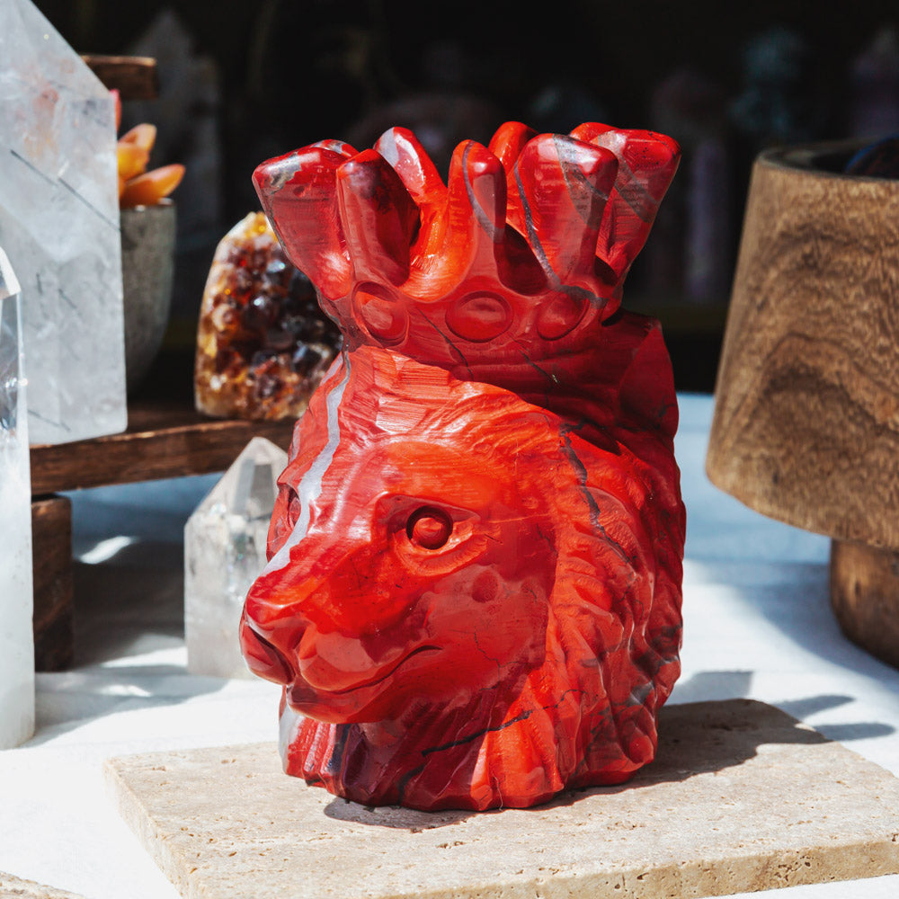 Red Jasper Lion Head