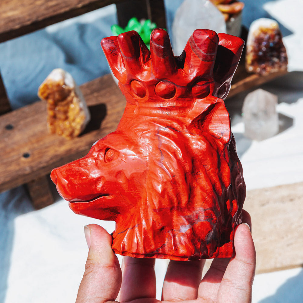 Red Jasper Lion Head